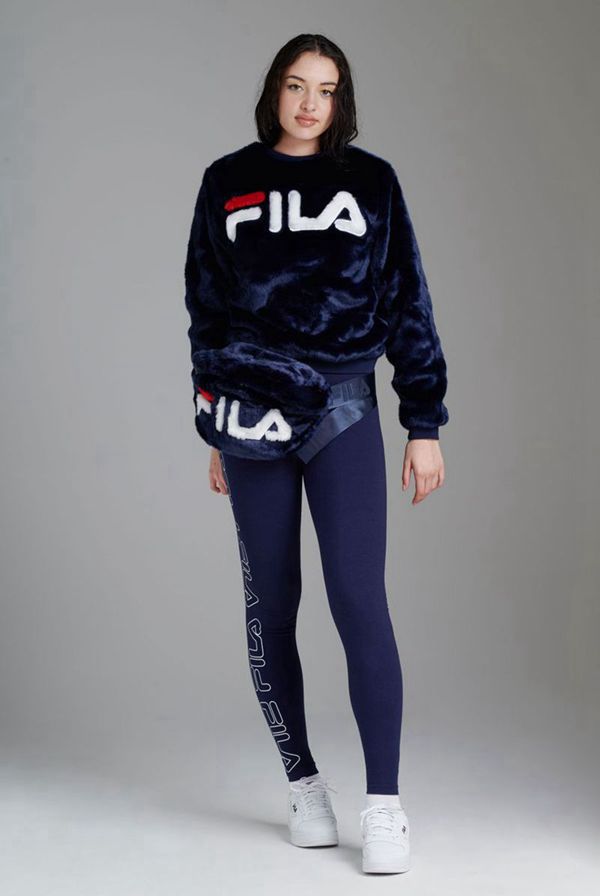 Fila Emmeline Fur Crew Neck Women's Sweatshirts - Navy,NZ 256-39524